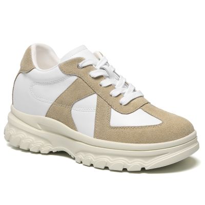 CMR CHAMARIPA buty podwyższające damskie 7CM – morelowy zamsz, casualowe buty