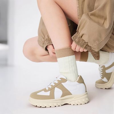 CMR CHAMARIPA buty podwyższające damskie 7CM – morelowy zamsz, casualowe buty