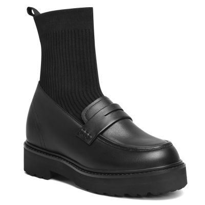 8 cm Czarne Mokasyny Typu Skarpetka