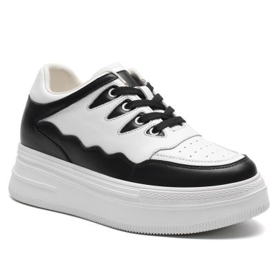 8 cm Platformowe Sneakersy Skórzane