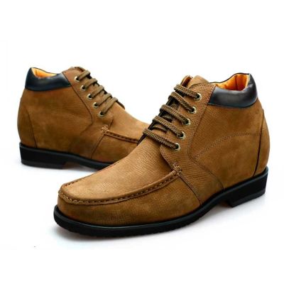 Brązowe Buty Nubukowe Podwyższające 9 cm